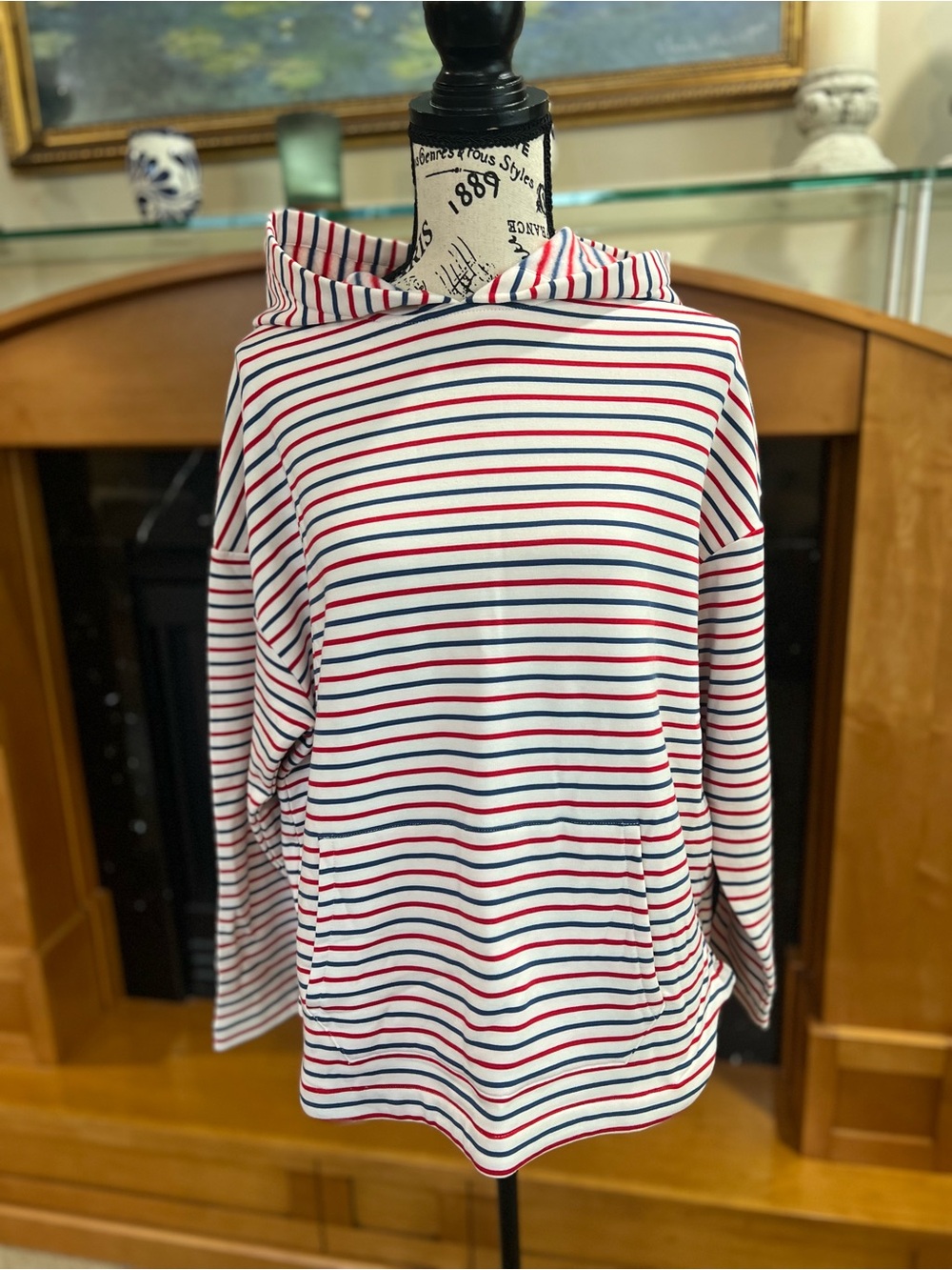 Vineyard Vines Women's Striped Hooded Pullover - White, Red & Navy
